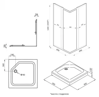Душевой уголок Triton Вента Щ0000049616 90x90 см профиль хром стекло прозрачное